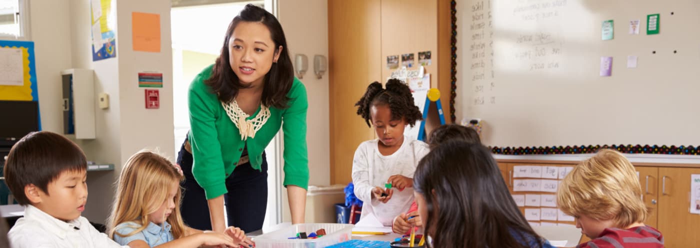 Teacher with children