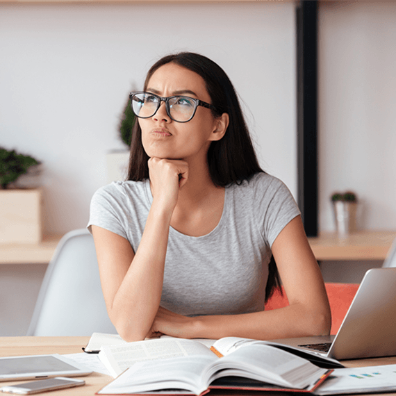 Woman considering choices
